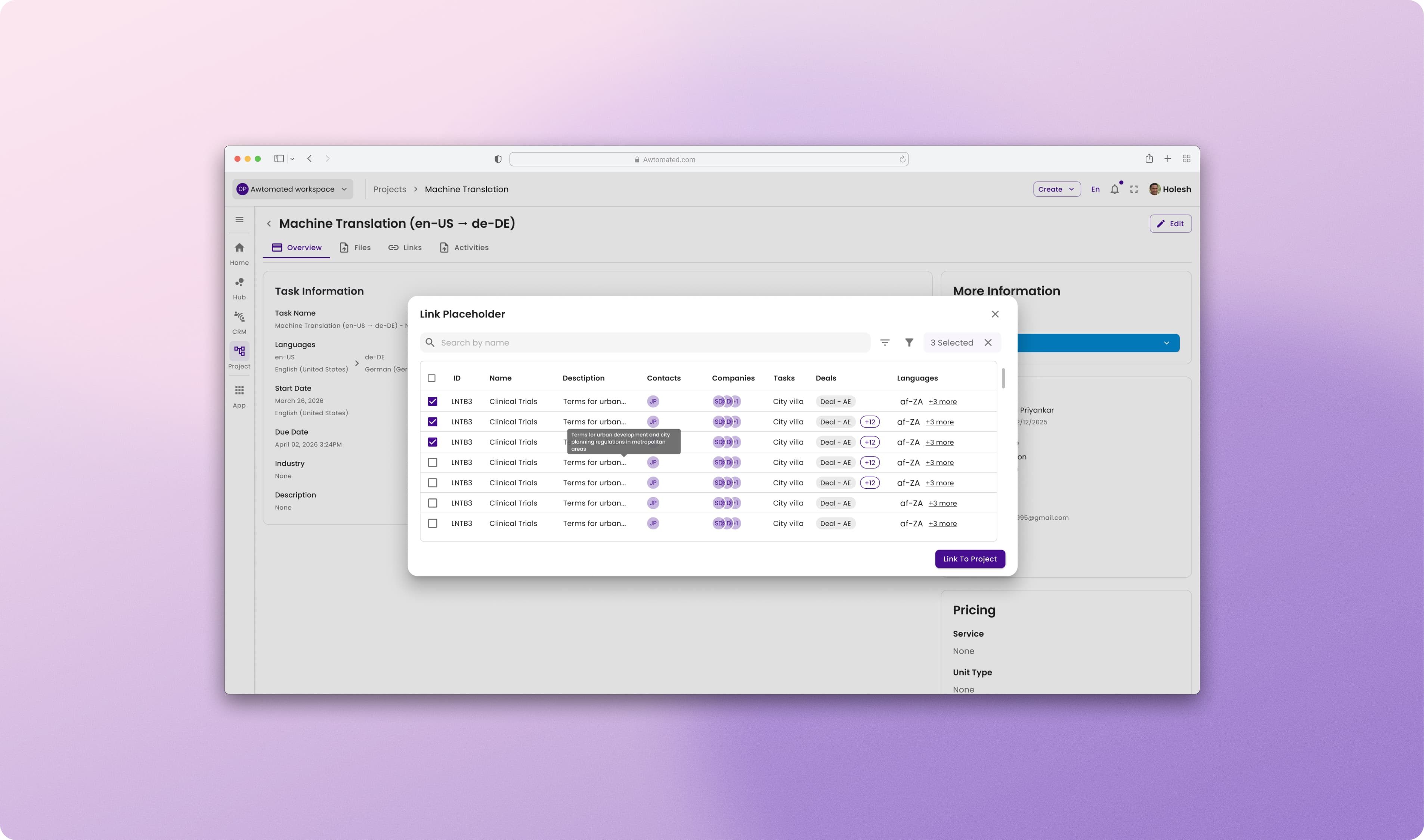 Awtomated product interface
