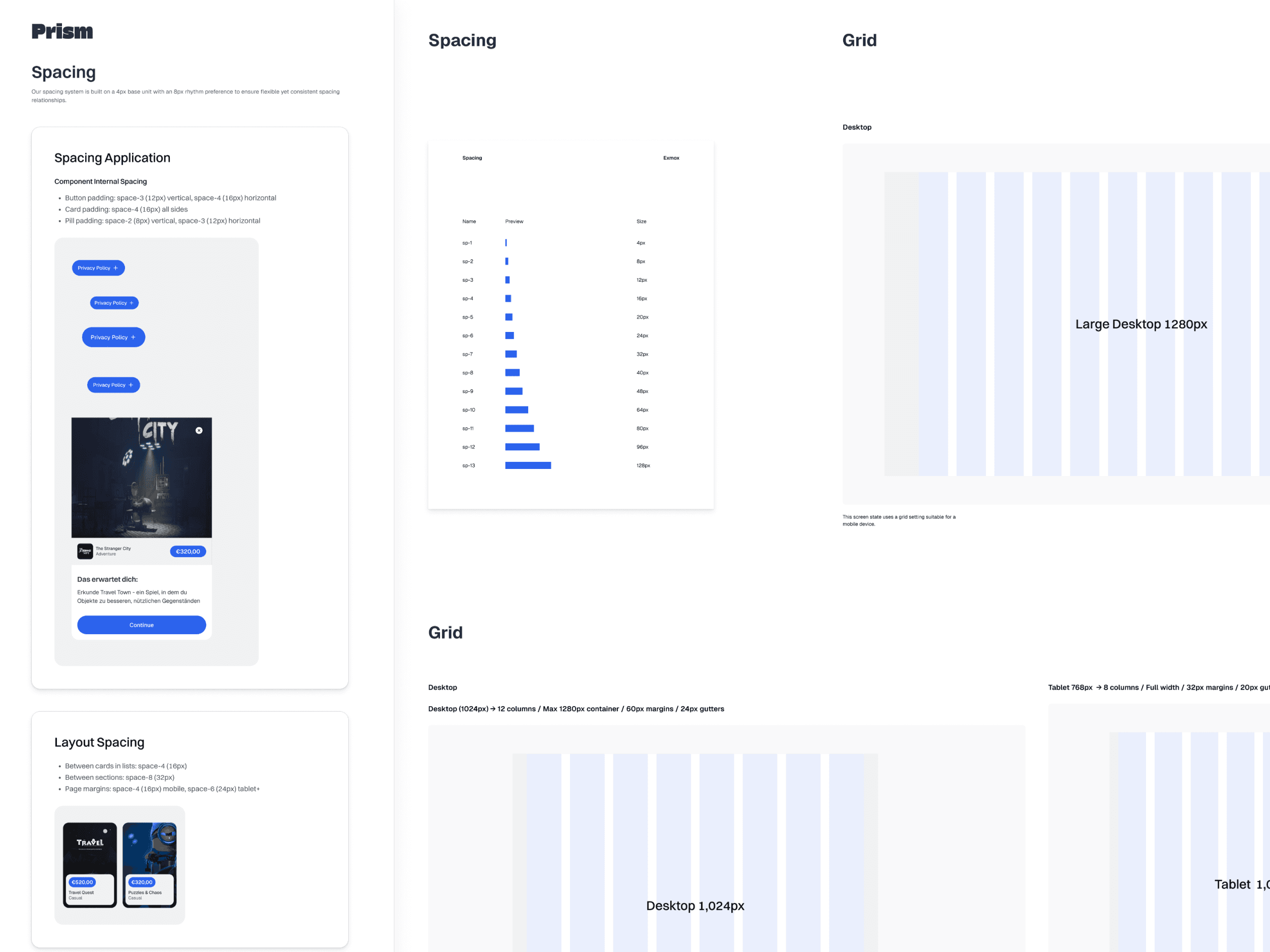 Spacing and grids
